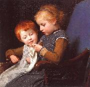 Albert Anker The Little Knitters oil painting on canvas